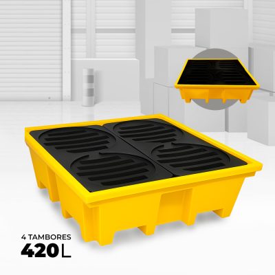 Pallet de Contenção para 4 Tambores 420 Litros